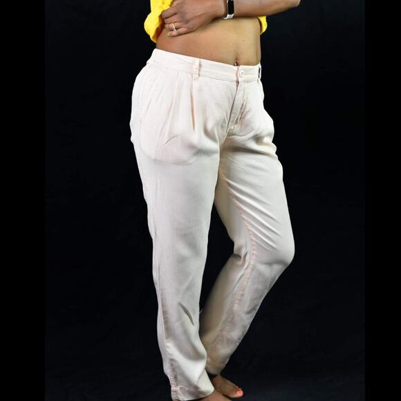 Obey Charlie Trouser Pant Peach Cropped Pleated Cuffed Pastel Tapered Size Small - Picture 6 of 12